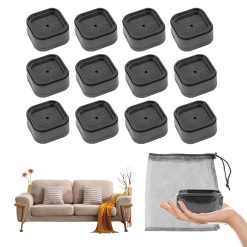 12Pcs Furniture Risers, Bed Leg Raiser 1.38" Stackable Chair Raisers, Table Leg Extenders Sofa Risers, Furniture Raising Blocks Supports Diameter In 1.97In For Beds, Tables,...