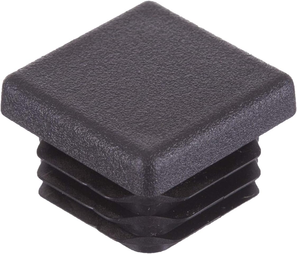 16 Pieces - Variety of Sizes - Square Tube Ribbed Inserts End Caps Stoppers Plugs for Table Chair & Furniture Legs by Lifeswonderful (20mm, Black)