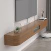 160cm Wall Mounted TV Stand Black Wooden TV Unit Stylish Television Console for Living Room Modern Brown TV Table Space Saving Entertainment Center