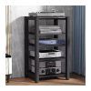 2/3/4/5 Tier Media Stands For Living Room Bedroom Small Space, Game Console Stereo Component Storage Unit Corner Shelf Audio Video Tower Cabinet, CD Record Player Speaker...