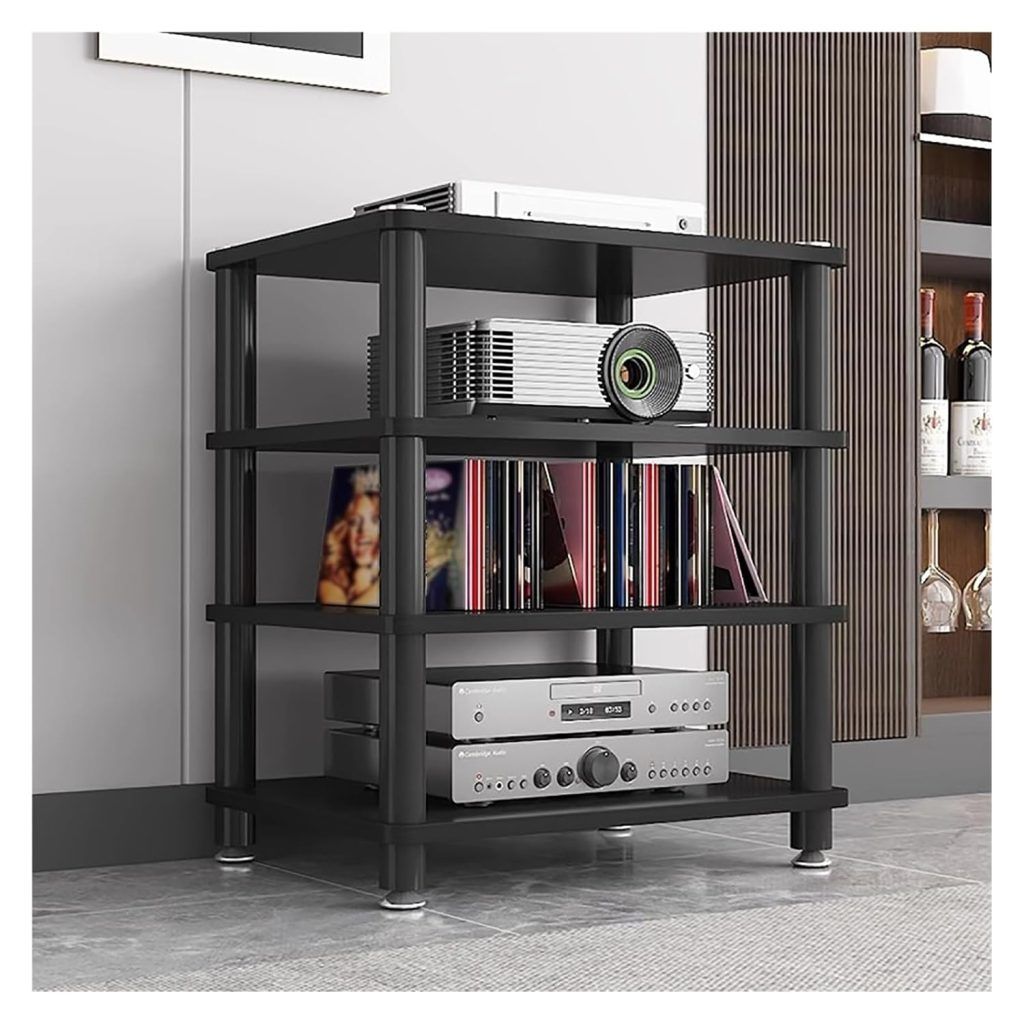 4 Tier Heavy Duty Audio Video Media Stand Cabinet Stereo Component ...
