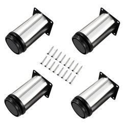 4x Cabinet Legs Furniture Feet Table Legs Adjustable Legs - Chrome Furniture Legs- Adjustable Height (Total:50mm)