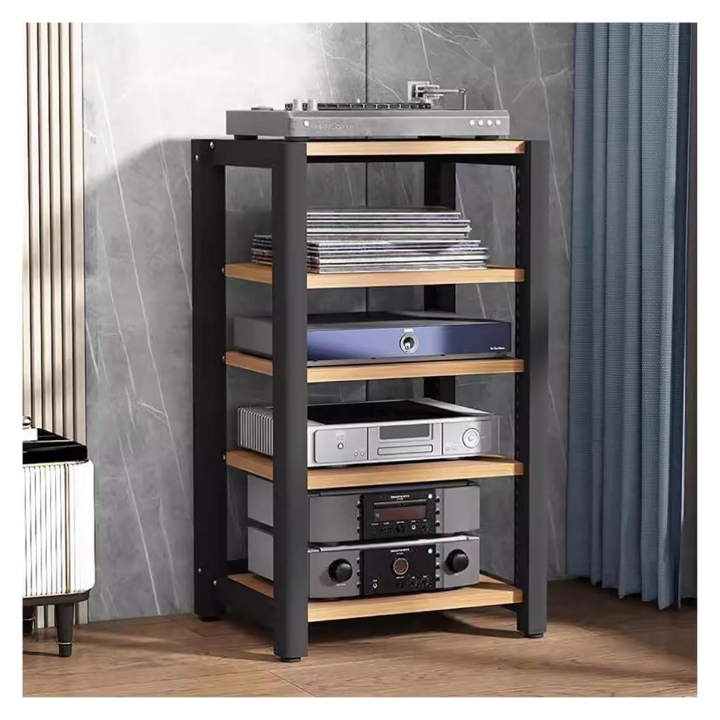 Stereo Rack Transparent 5 Tier Corner Stereo Storage Rack With Turntable Record Game Console ...
