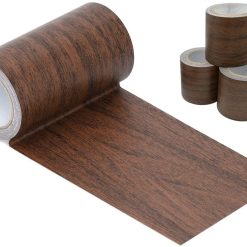 5M Woodgrain Patterned Duct Tape Wood Effect Repair Adhensive Duct Tape for Furniture Door (Dark Walnut)