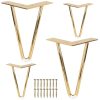 6 Inch / 15cm Hairpin Legs, Set of 4 Metal Heavy Duty Furniture Legs with Rubber Floor Protectors & Screws for DIY Cabinet Sofa Couch Cabinet Chair Nightstand Gold