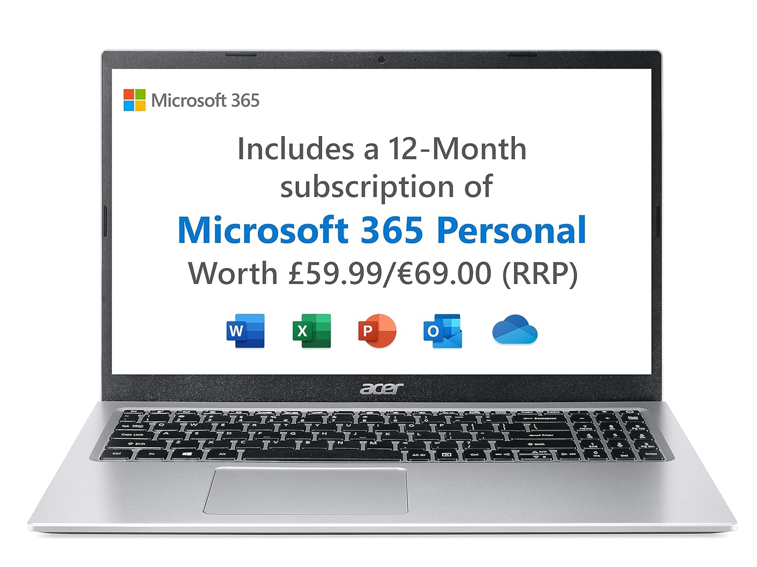 acer Aspire 1 A115-32 Laptop - Intel Celeron N4500, 4GB, 64GB eMMC, Integrated Graphics, 15.6-inch FHD, Windows 11, Silver