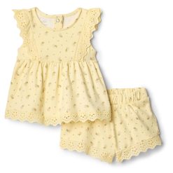 Amazon Essentials x Sofia Grainge Toddlers and Baby Girls' Eyelet Short & Top Set