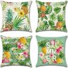 Artscope Set of 4 Decorative Cushion Covers 40x40cm, Tropical Plants and Pineapple Waterproof Throw Pillow Covers, Perfect to Outdoor Patio Garden Bench Living Room Sofa...