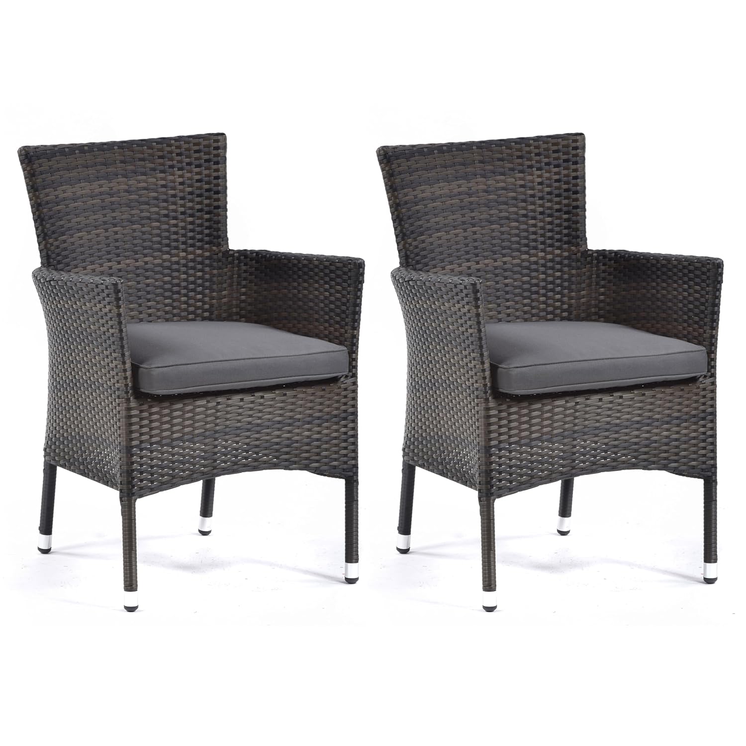 Ascot Rattan Tub Chair With Dark Grey Cushion - Outdoor Patio Furniture Commercial Grade Rattan - Perfect For Bars, Cafes, Bistros, Patios and Gardens (Set of 2)