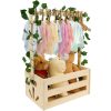 Baby Shower Crate Closet,Wooden Baby Shower Storage Basket with 10 Hangers, Baby Hamper with Handle, Baby Clothes Rack for Baby Bath ,Newborn Essentials for New Parents