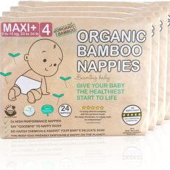 Beaming Baby Organic Bamboo Eco Nappies Size 4 (9-15 kg / 23-34 lb) - 96 Biodegradable Diapers (4 Packs x 24) Monthly Pack. Hypoallergenic, Recyclable Paper Packaging