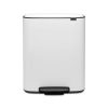 Brabantia Bo Pedal Bin - 60L Inner Bucket (White) Large Waste Kitchen Bin - Soft Closing Lid