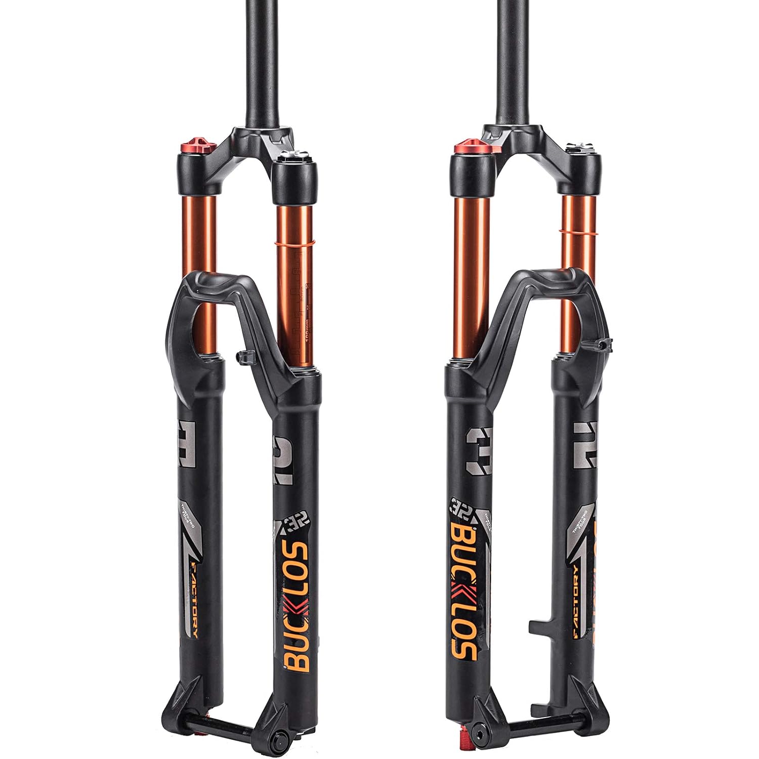 BUCKLOS 26/27.5/29 inch MTB Fork 120mm Travel, 1-1/8" Straight/Tapered Mountain Bike Fork Rebound Adjust, 15mm×100mm Axle, Manual Lockout Air Shocks