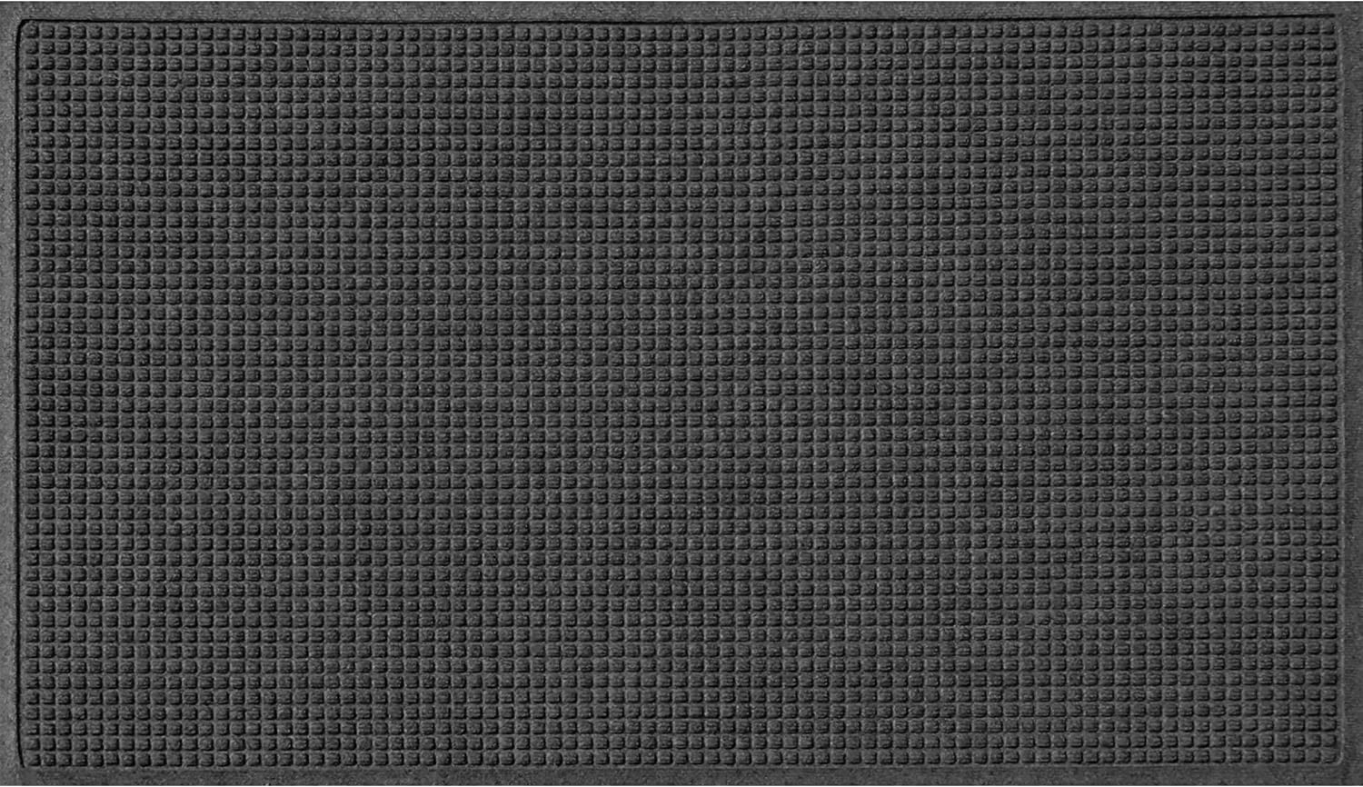 Bungalow Flooring Waterhog Door Mat, 2' x 3' Made in USA, Durable and Decorative Floor Covering, Skid Resistant, Indoor/Outdoor, Water-Trapping, Squares Collection, Charcoal
