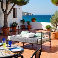 buybyroom Daybed Single Sofa Bed Frame with Headboard and Solid Metal Slat Outdoor Bed for Patio, Garden, Living Room (Black)