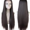 Cbwigs Natural Straight Lace Front Wigs 5.5 inch Deep Parting 100% Brazilian Remy Human Hair Wig with Baby Hair and Natural Hairline 130% Density for African American Women (20...