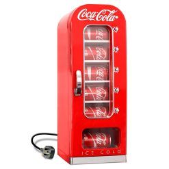 Coca Cola Mini Fridge For Bedrooms 5L Retro Vending Machine Style Cool Box 10 Can Quiet Mini Fridges with Display Window For Coke Beverages Food Drinks Home 12v Portable Cooler,...