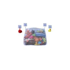 COSY ANGEL Baby Bath Toy Bag for Bath Toys Large Organiser Bathroom Storage Net with 4 Waterproof Self Adhesive Hooks (White)