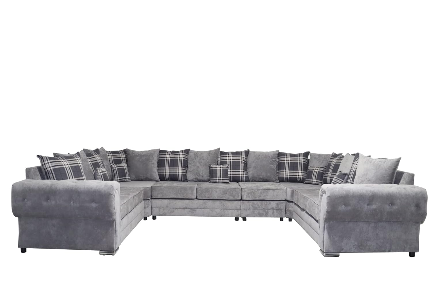 Dark Grey Suede fabric Corner sofa-Verona U Shape suite-9 Seater settee set large Sofa couch for living rooms-004