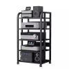 DECAKE Media Stands For Living Room, 5 Tier Large Audio Video Rack Entertainment Center, Media Console Stereo Cabinet, Game Storage Rack Corner Compontent TV Record Player Shelf...