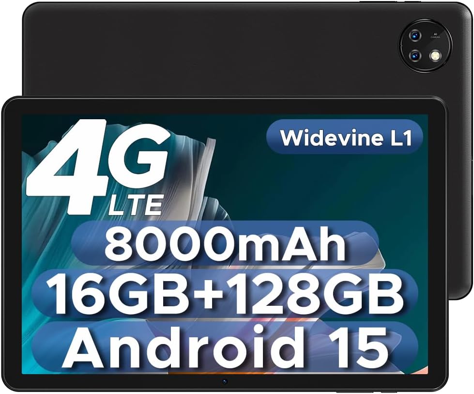 DOOGEE T10W 2025 Newest Android 15 10" Tablet with SIM Card Slots, 8000mAh, 16GB+128GB/1TB TF, Android Tablets With High-Resolution Sound, Eye Protection, 3.5mm Headphone...