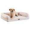 EMME Small Dog Beds, Medium Washable, 68.6x50.8x17.8cm, Waterproof Dog Sofa, Orthopedic Egg-Shaped Foam, Puppy Cat Beds Removable Resistant Linen Cover, Beige