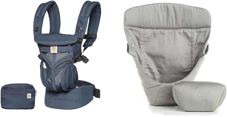 Ergobaby Baby Carrier, 4-Position Omni 360 Cool Air Mesh for Newborn to Toddler (0-3 yrs), Midnight Blue & Baby Infant Insert for Baby Carrier, for NB (Holds 3.2 - 5kg), Cotton...