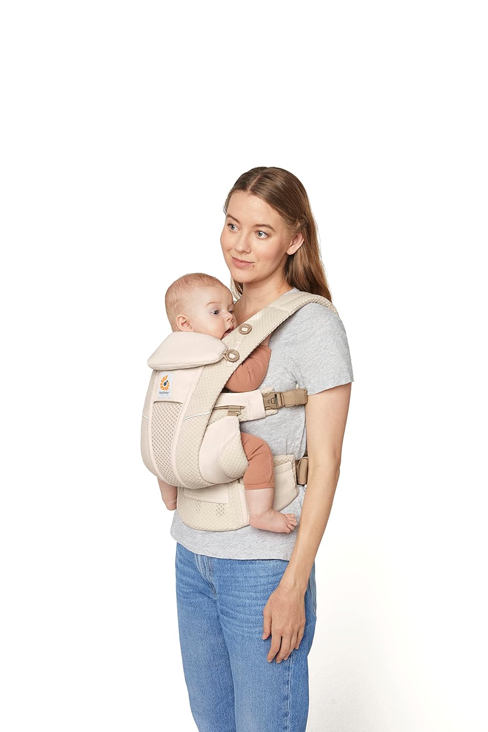 Ergobaby Omni Breeze Carrier for Newborns, from Birth to 20.4 kg, 4 Positions, SoftFlex Mesh, Ergonomic Baby Front-Inward and Back Carry Position, Natural Beige