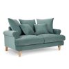 Fabric Sofa Couch, 2 Seater Sofa or 3 Seater Sofa in Fabric Upholstered Settee, Living Room Furniture in Ivory Linen, Mustard, Blue, Green Velvet (Teal Velvet, 2 Seater)