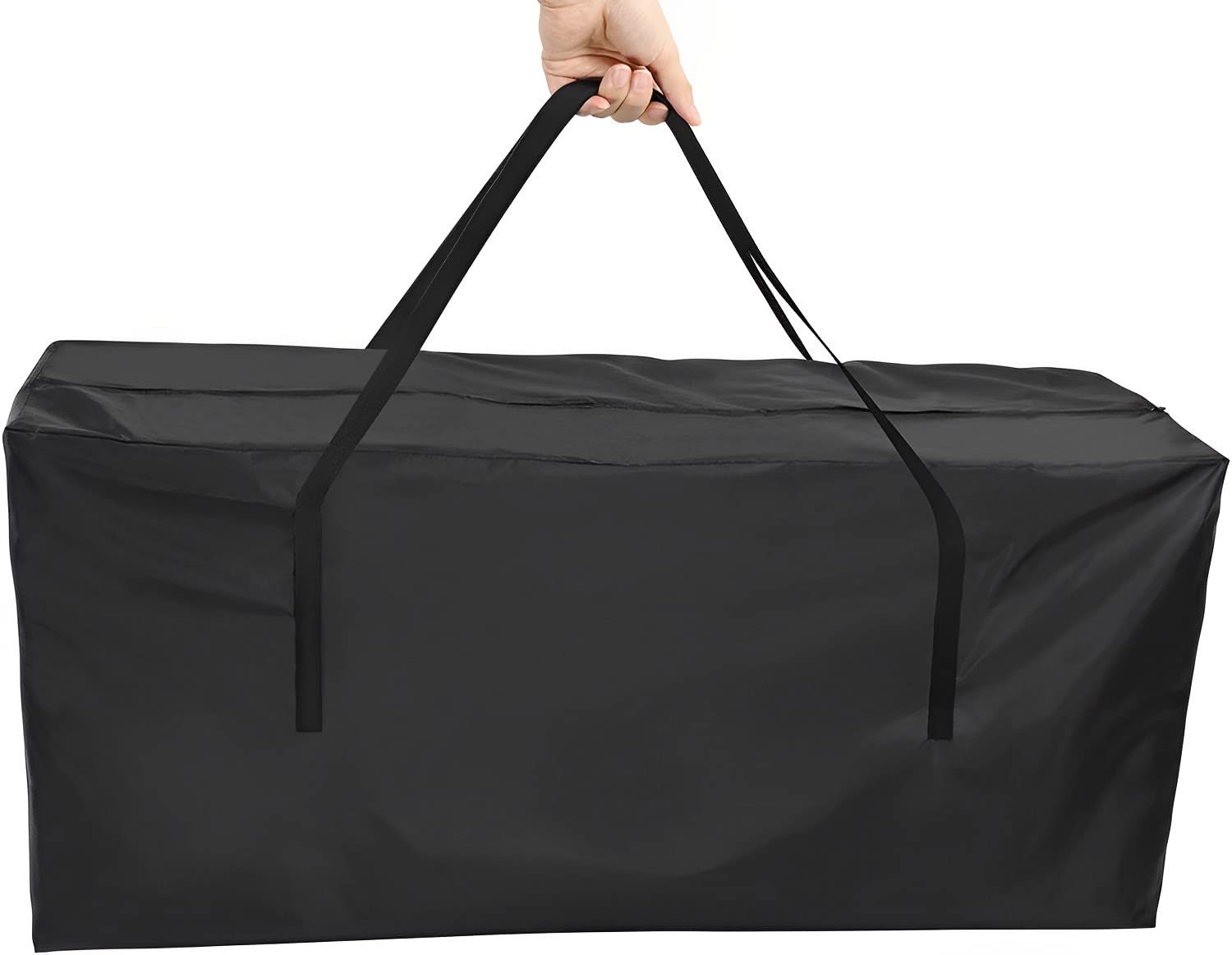 Fenghome 420D Waterproof Outdoor Furniture Cushion Storage Bag with Handle, Zipper - Dustproof Christmas Tree Protector for Patio Sofa -122x39x55cm (Black)