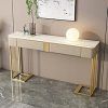 Floor standing TV stand Universal floor TV stand height adjustable TV floor stand,White Modern Console Table with Storage Shelves 2 Drawers Ideal for Living Room or Bedroom...
