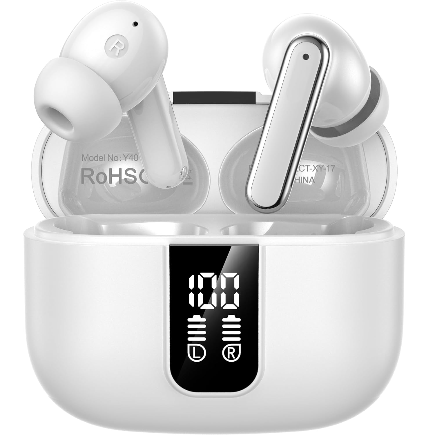 FuJiaXin Wireless Earbuds, 2025 Bluetooth 5.3 Headphones in Ear buds, HiFi Stereo Earphones with 4 ENC Noise Cancelling Mics, 40H Playtime earbuds with IP7 Waterproof,Dual LED...