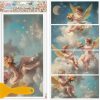 GLOBLELAND 4 Sheets Vintage Oil Painting of Angels Furniture Transfer 11.8x5.9inch Moon Stars Rub on Transfer UV Self-Adhesive Stickers Wall Art Craft for Furniture Room Desk Table