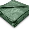 Green Tarpaulin Sheet 1.8m x 2.4m (Cut-Size) Lightweight PE Plastic Tarp 80gsm Water-Resistant Ground Sheet Multipurpose Small Tarpaulin Covers used for Garden Furniture Shed...