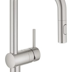 GROHE Minta - Single Lever Kitchen Mixer Tap with Pull-Out Spray (2 Spray Options, High U-Spout, 360° Swivel Range, 46 mm Ceramic Cartridge, Easy to Install, Tails 3/8 Inch),...