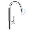 GROHE Start Edge QuickFix - 1 Lever Kitchen Sink Mixer Tap with Pull-Out Function (High C-spout, 360° Swivel Area, 28 mm Ceramic Cartridge, Tails 1/2 Inch, High Pressure), Size...