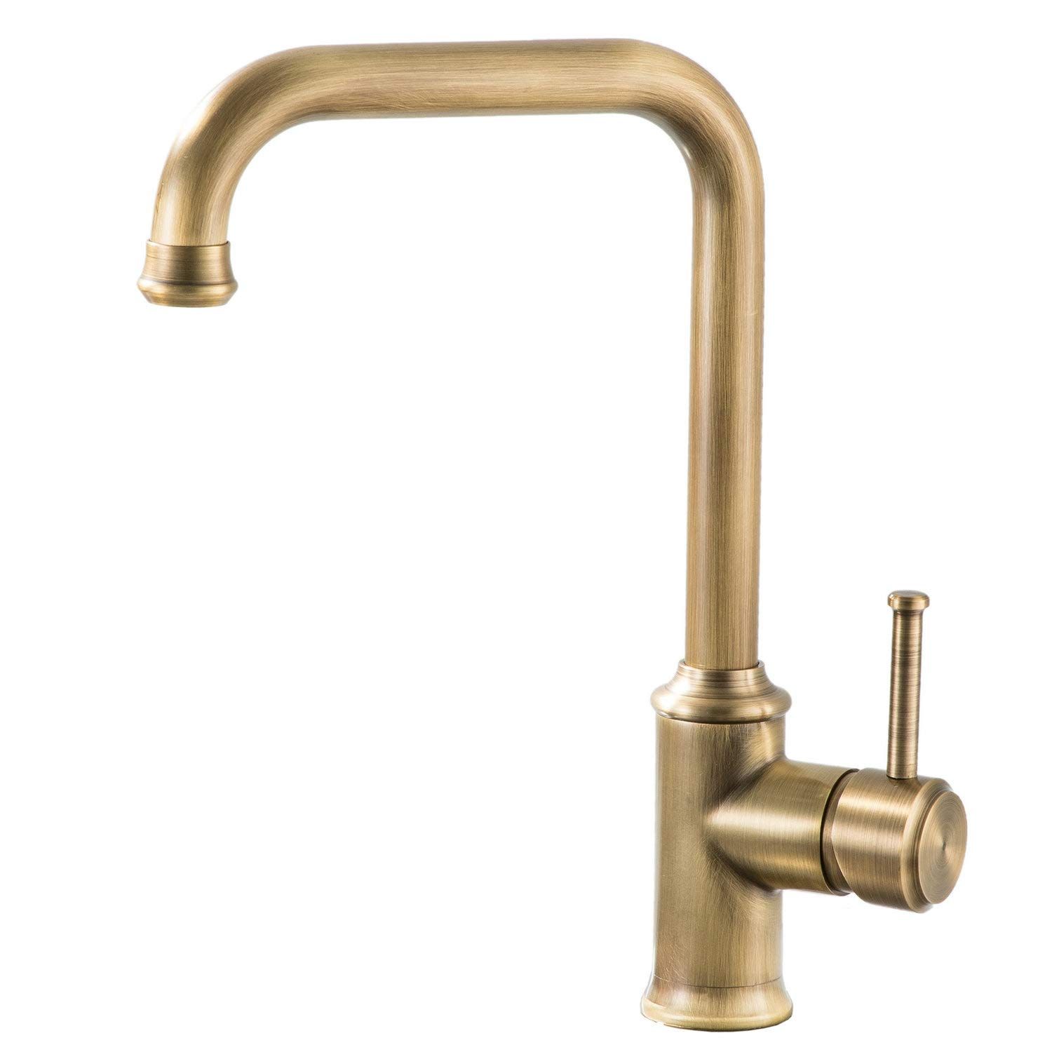 Hiendure® Antique Brass Finished Antique Kitchen Sink Tap with Swivel Spout
