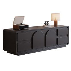 HOLGVE TV Stand, TV Console, Black With 6 Drawer Storage Cabinet, Entertainment Center, TV Stands For Living Room Bedroom, Living Room Furniture