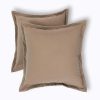 HOMESCAPES Set of 2 Outdoor Cushions Waterproof, Plain Dark Beige Filled Garden Furniture Cushion, Hypoallergenic, Polyester Decorative Pillows for Indoor & Outdoor Patio,...