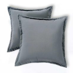 HOMESCAPES Set of 2 Outdoor Cushions Waterproof, Plain Grey Filled Garden Furniture Cushion, Hypoallergenic, Polyester Decorative Pillows for Indoor & Outdoor Patio, Benches &...