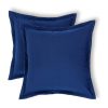 HOMESCAPES Set of 2 Outdoor Cushions Waterproof, Plain Navy Blue Filled Garden Furniture Cushion, Hypoallergenic, Polyester Decorative Pillows for Indoor & Outdoor Patio,...