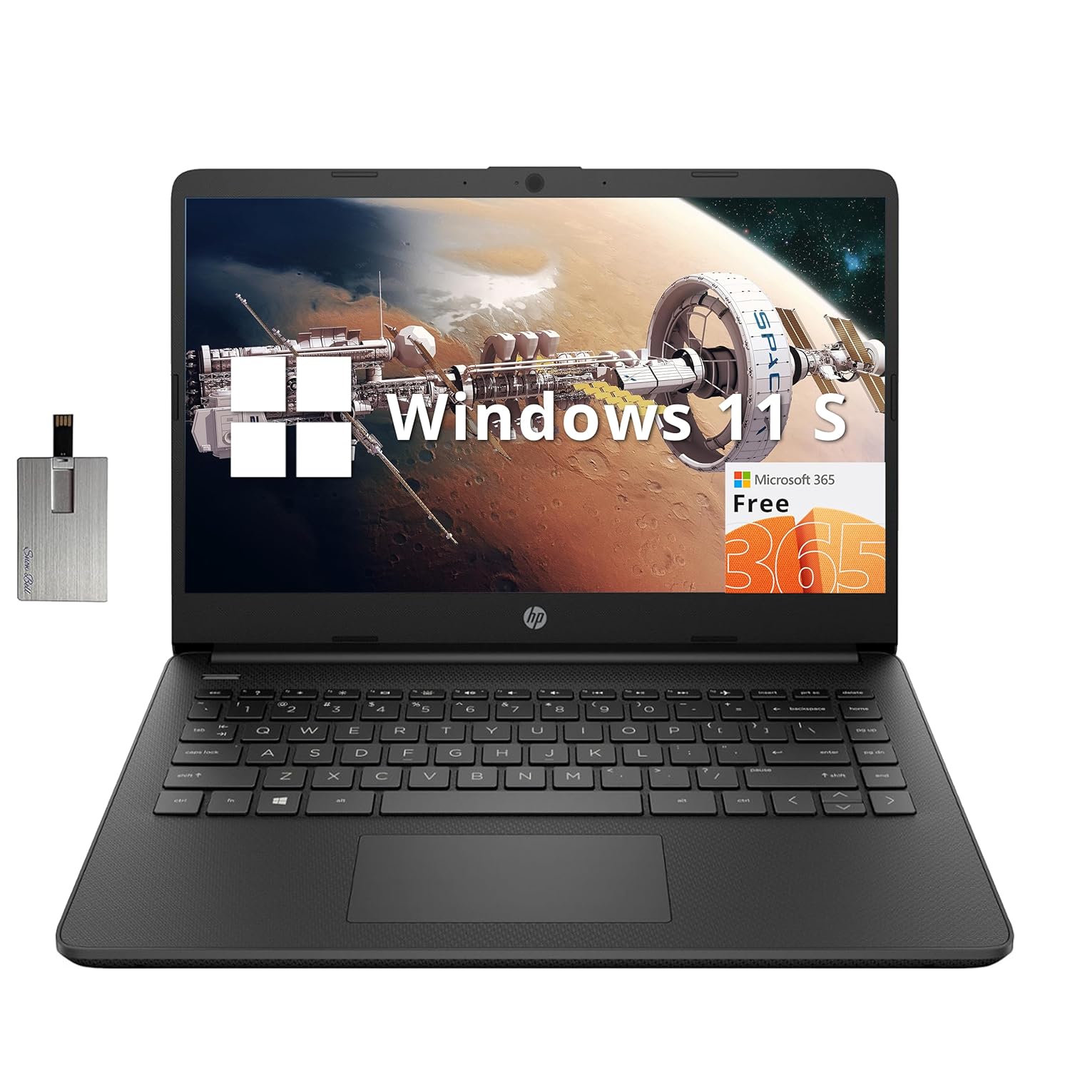 HP Stream 14" HD BrightView Laptop, Intel Celeron N4120, 8GB RAM, 256GB Storage (128GB eMMC + 128GB USB Card), Intel UHD Graphics, HD Camera, Fast Charge, 1 Year Office 365, Win...