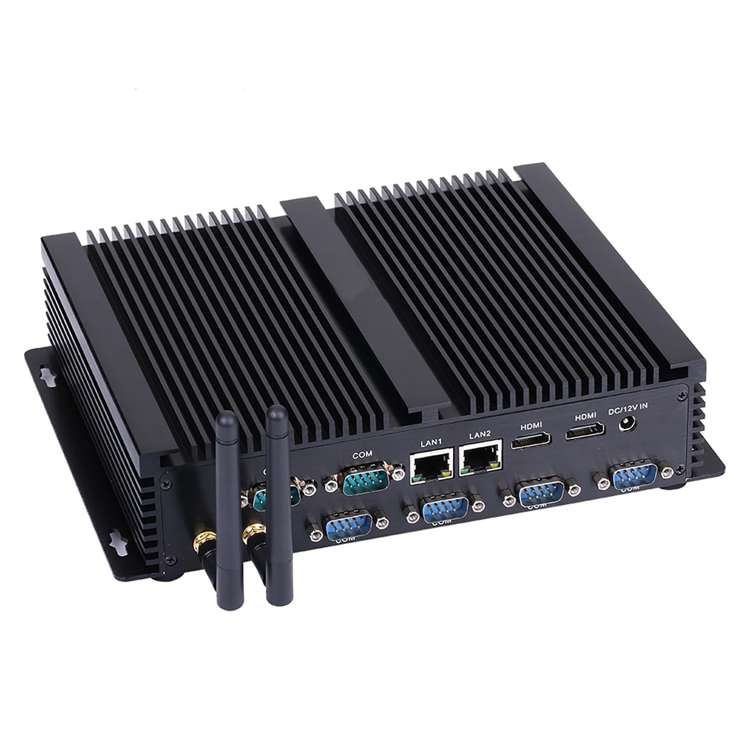 HUNSN Fanless Industrial PC, Mini Computer, Core I7 4500U 4510U 4578U, Windows 11 / Linux Ubuntu, IM04, WiFi, BT, 2 x HDMI, 2 x LAN, 6 x COM RS232, 4 x USB3.0, 4 x USB2.0, 8G...
