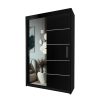 INTERIOR EMPORIUM's ONYX Mirror Sliding Door Wardrobe 120cm/150cm/180cm/203cm/250cm, You Can Get This to Create a Chic Retreat in Your Bedroom. (BLACK, 120CM)