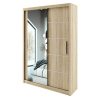 INTERIOR EMPORIUM's ONYX Mirror Sliding Door Wardrobe 120cm/150cm/180cm/203cm/250cm, You Can Get This to Create a Chic Retreat in Your Bedroom. (OAK, 120CM)
