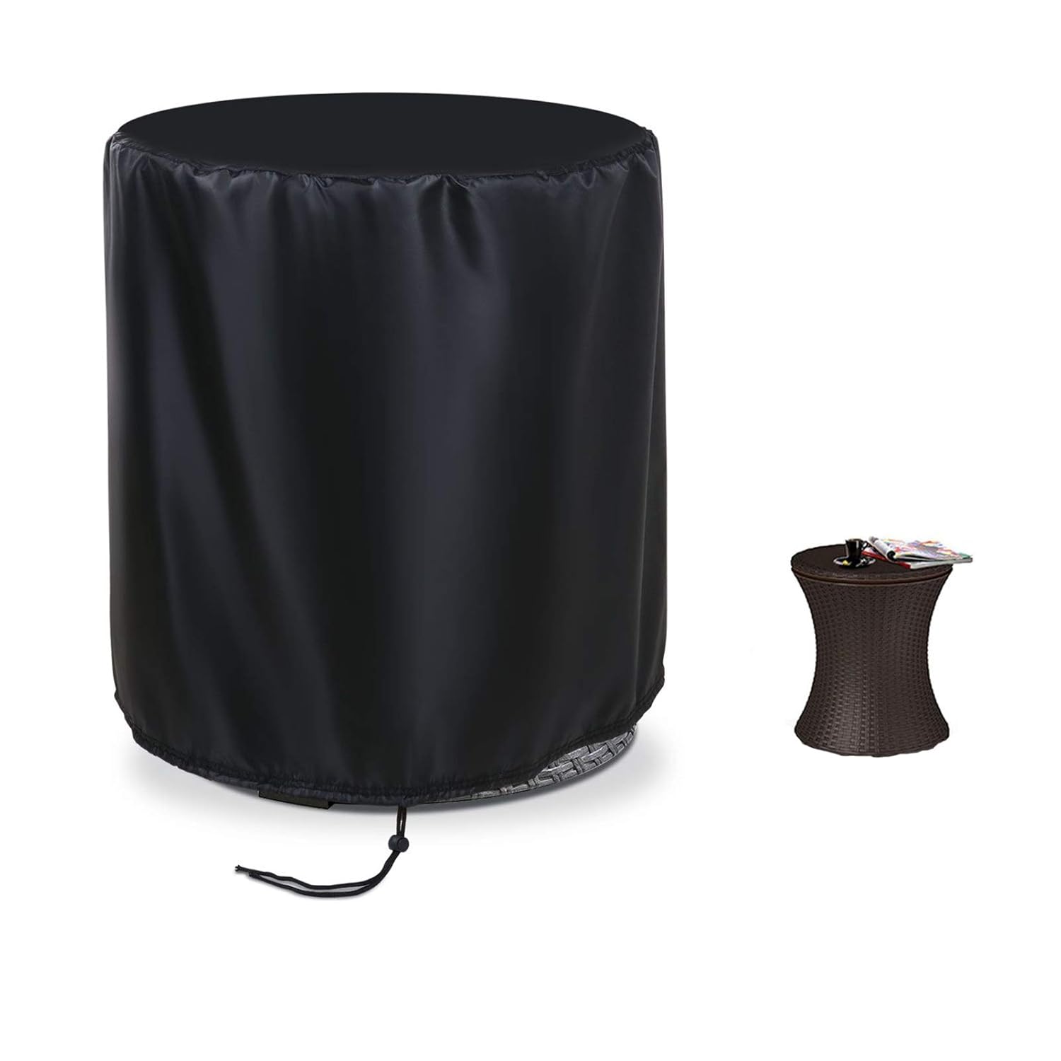 Iptienda Small Round Table Cover Waterproof, Patio Furniture Cover Cooling Table Hood Gal Cool Bar Waterproof Ice Bucket Hood for Outdoor Indoor Use-Black (52x58cm)