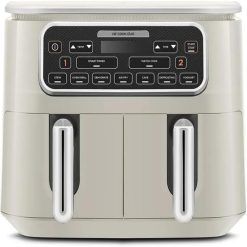 Karaca Air Cook 8-in-1 Dual XXXL Air Fryer with Stew Function, 8L, 2500W, 8 Cooking Functions, Large Meal Volume with Less Fat, Odourless and Smokeless Cooking, Adjustable...