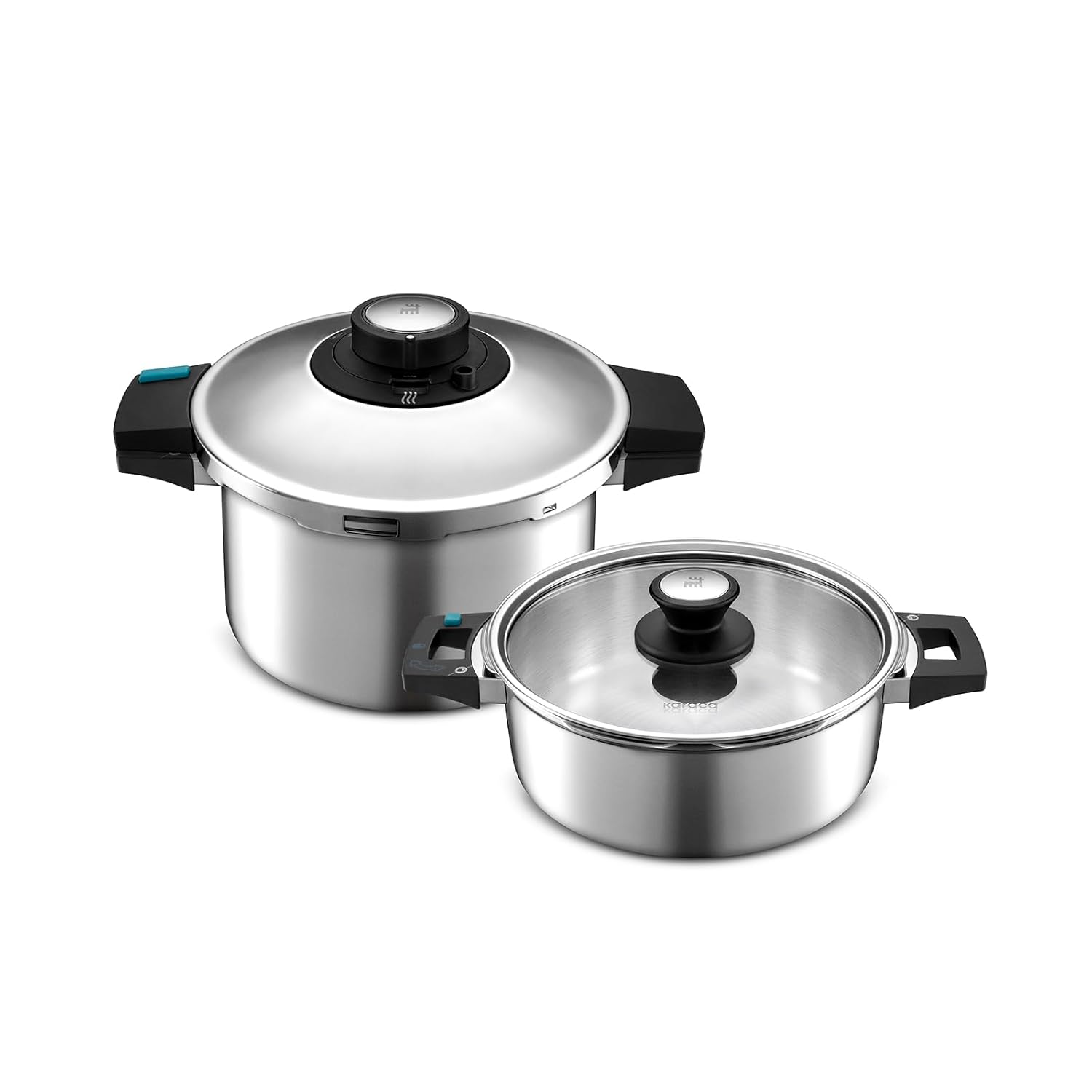 Karaca Quick and Safe Pressure Cooker Set 4+6 Lt, Silver