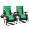 KEPLIN Set of 2 XXL Premium Heavy Duty Padded Zero Gravity Chairs - Luxurious Garden Recliners, Adjustable Headrest, Cup & Phone Holder, Foldable (Dark Green, 2 Pack Padded)