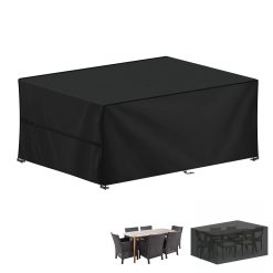 LAMUNI Outdoor Garden Table Cover Rectangular Garden Furniture Covers Waterproof Patio Table Covers Anti-UV Rattan Sofa Set Cover Windproof 420D Oxford Patio Covers for Outdoor...